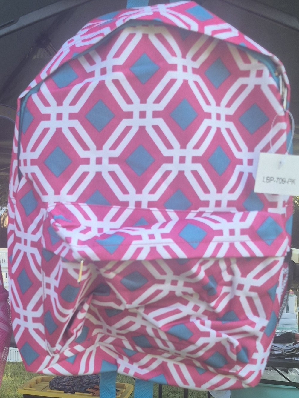 Pink & Blue Geometric Backpack